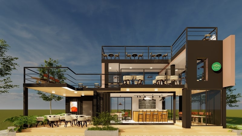 thiết kế quán cà phê container