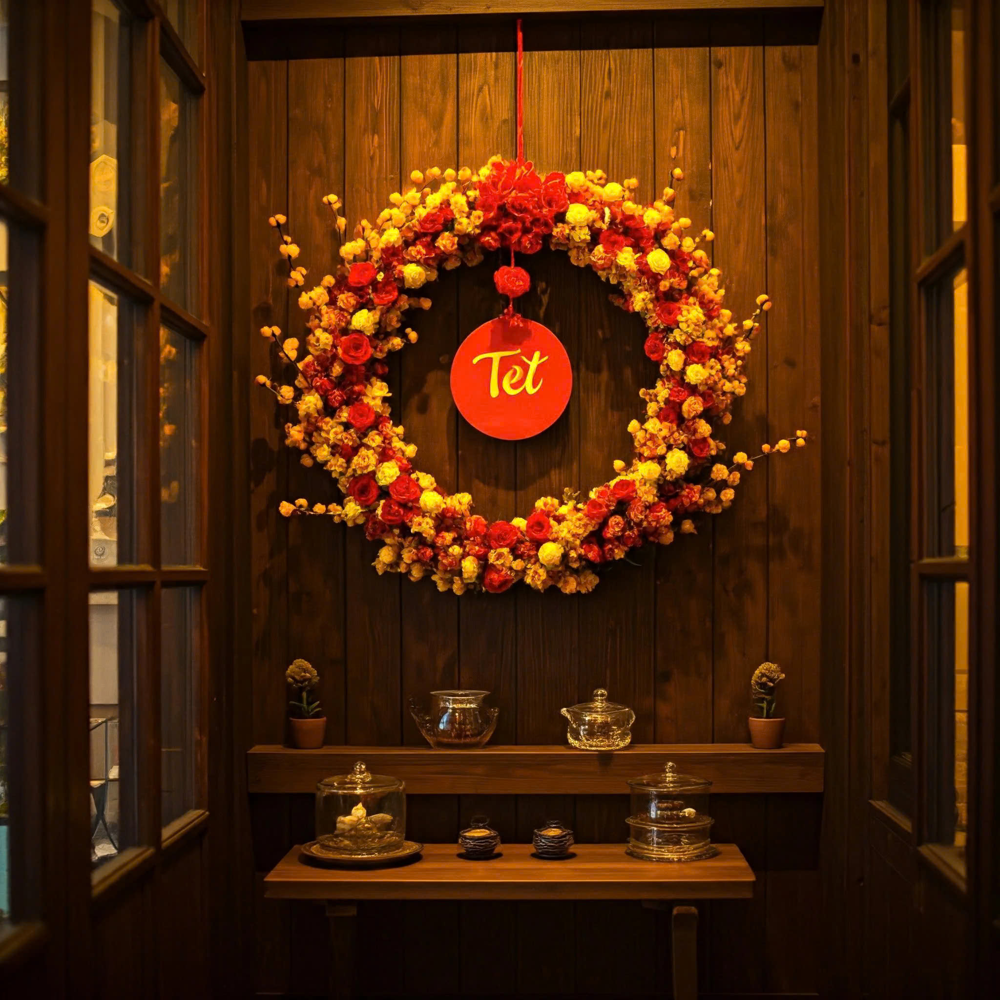 trang trí tết quán cafe