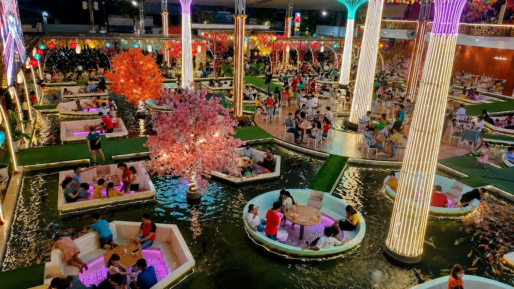 thiết kế quán cà phê cá koi