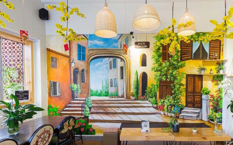 trang trí tết quán cafe