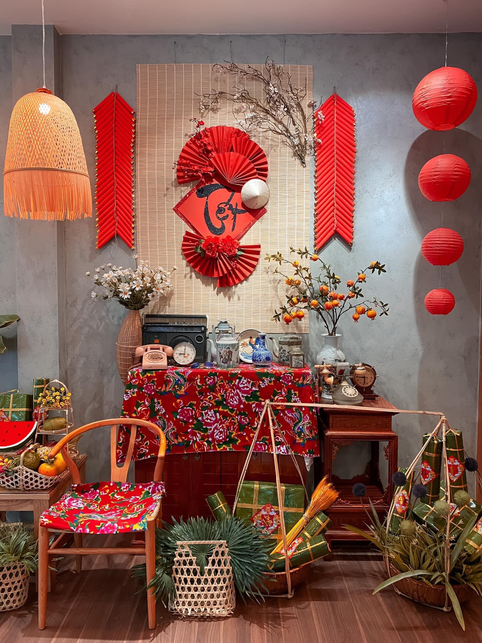 trang trí tết quán cafe