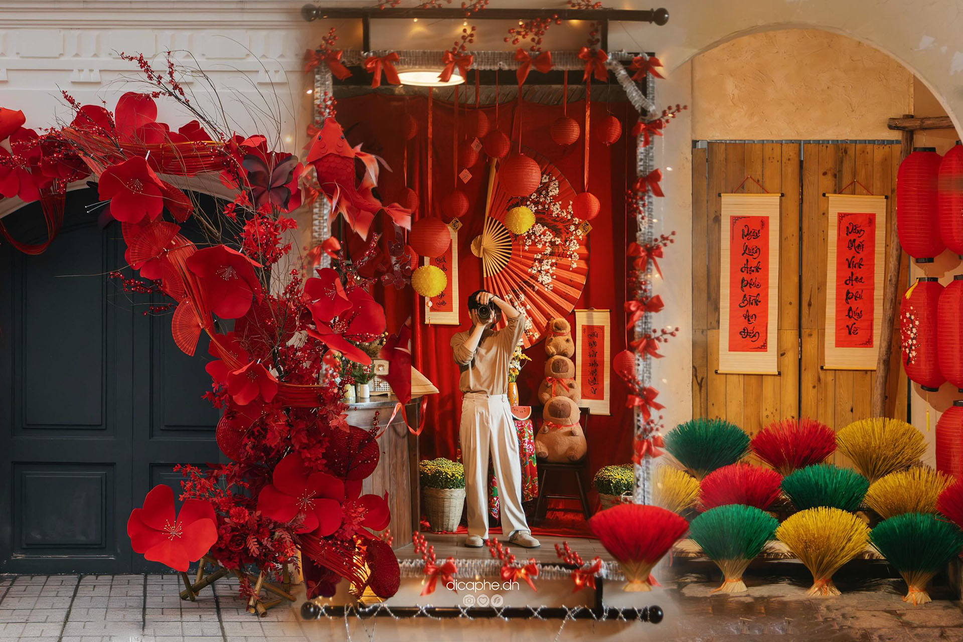 trang trí tết quán cafe