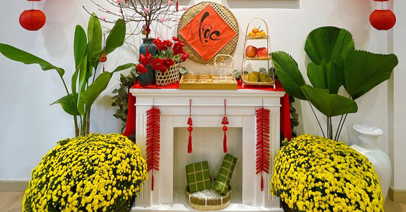 trang trí tết quán cafe