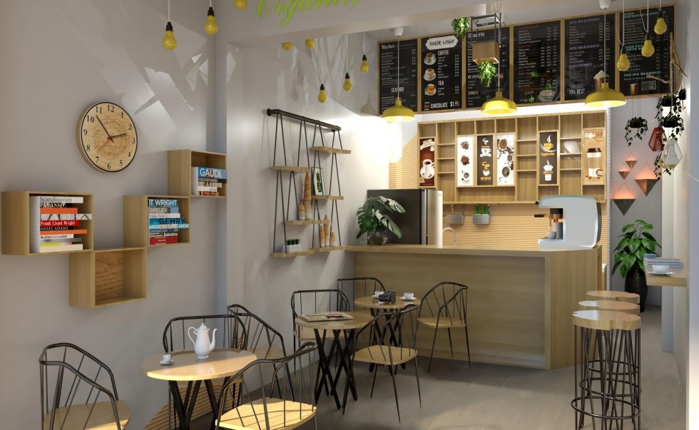 thiết kế quán cafe nhỏ 40m2