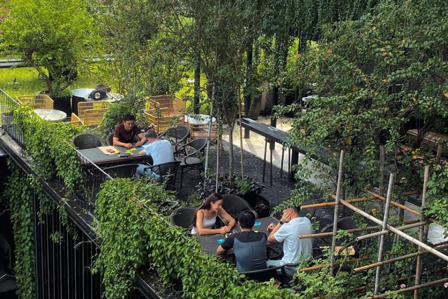 trang trí cây xanh cho quán cafe