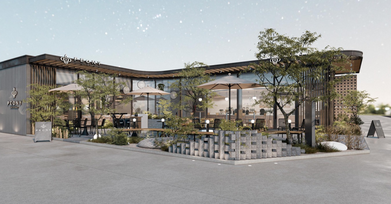 thiết kế quán cafe 2 mặt tiền