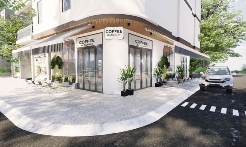 thiết kế quán cafe 2 mặt tiền