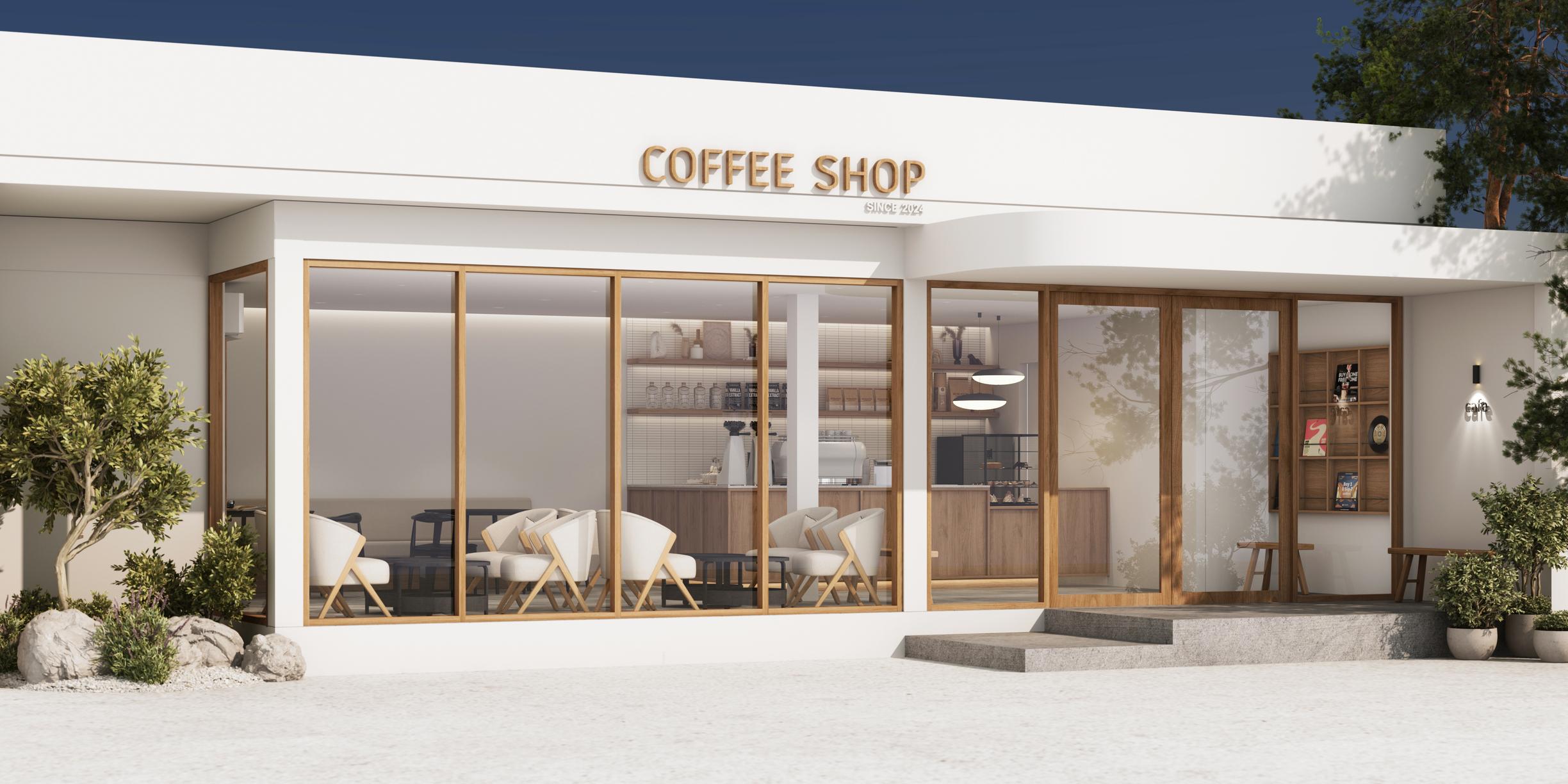 thiết kế quán cafe 2 mặt tiền