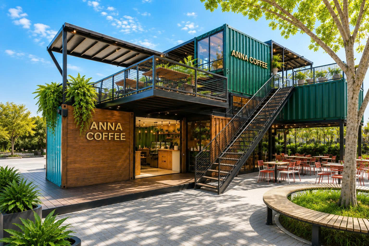 thi công quán cafe container