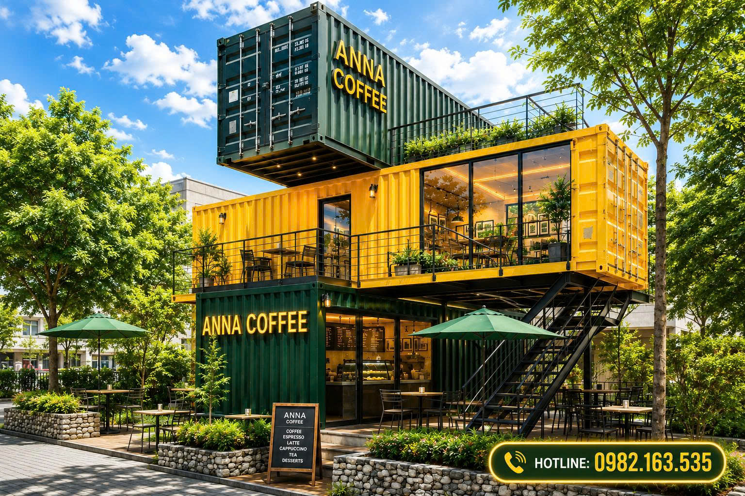 thi công quán cafe container Gia Lai