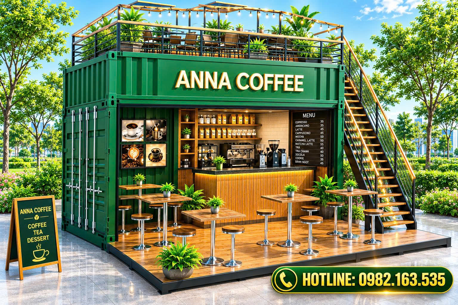 thi công quán cafe container Tây Ninh