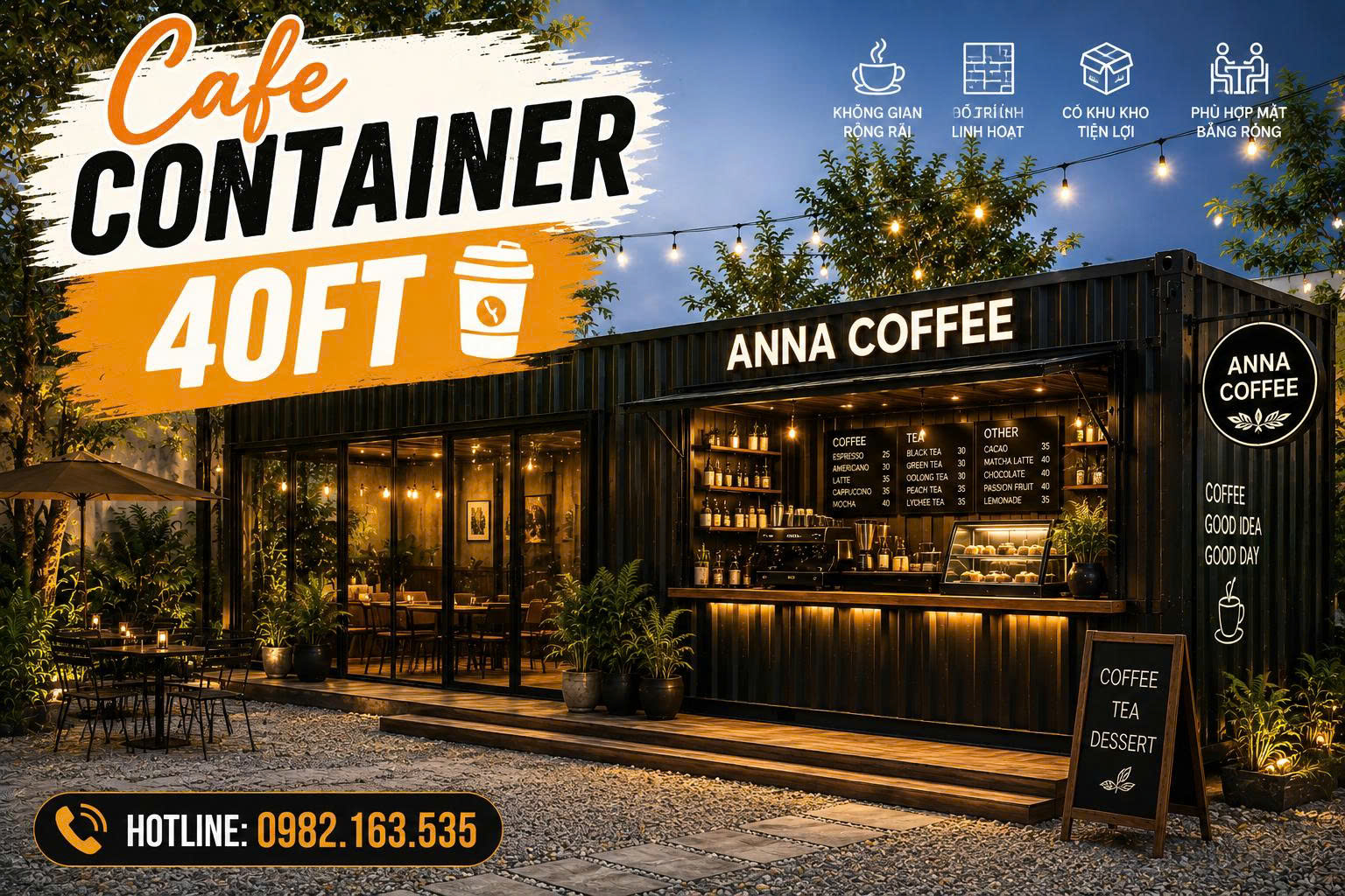 thi công quán cafe container Khánh Hòa