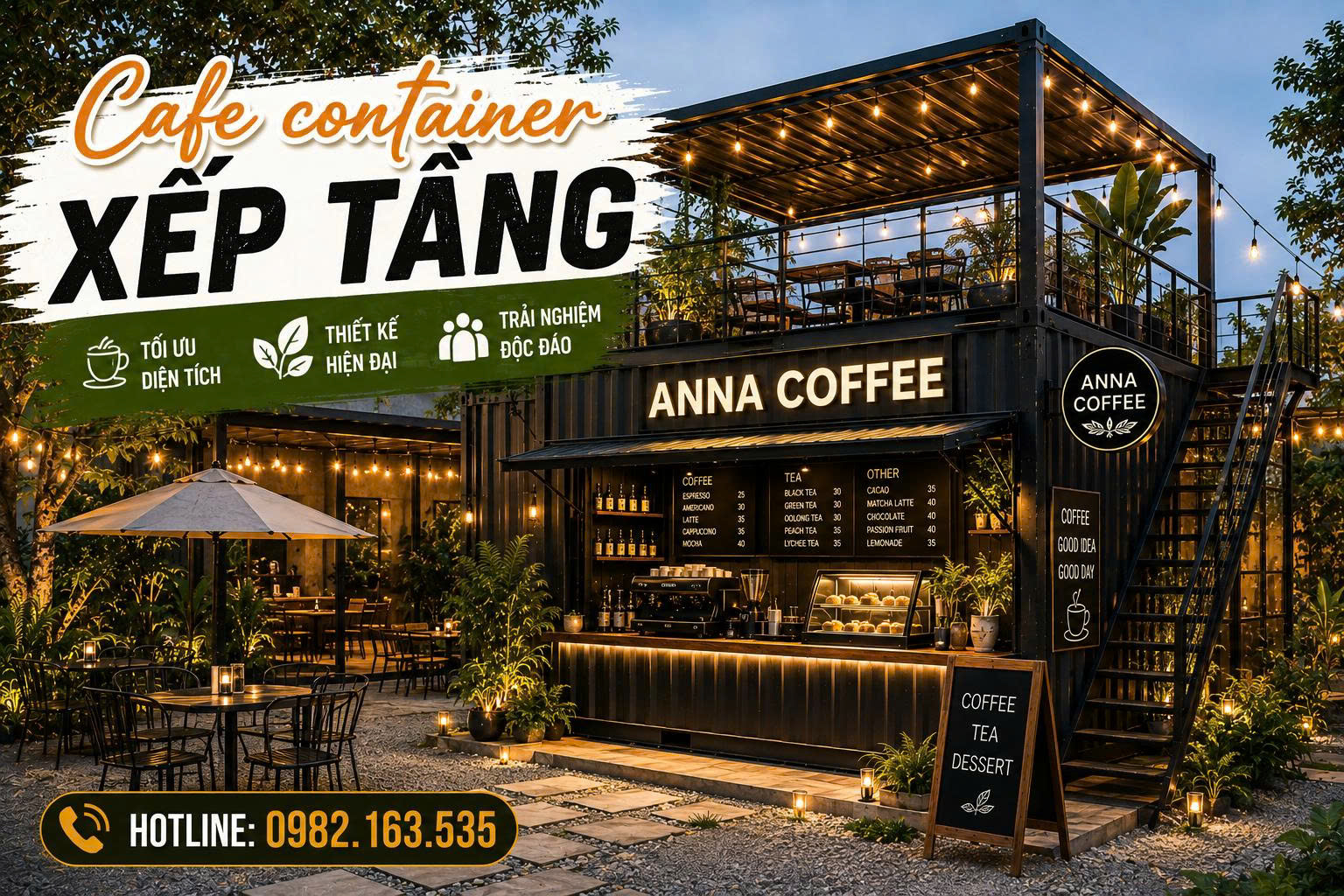 thi công quán cafe container Gia Lai
